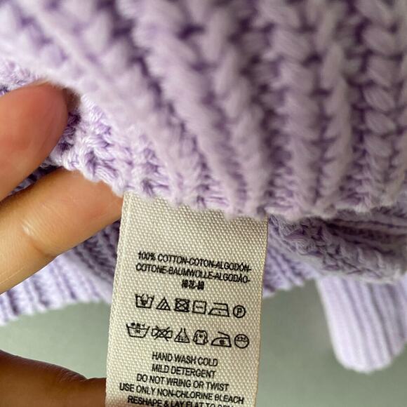 Free‎ People sz S purple knit bell sleeve 100% cotton sweater NWOT - Picture 7 of 11